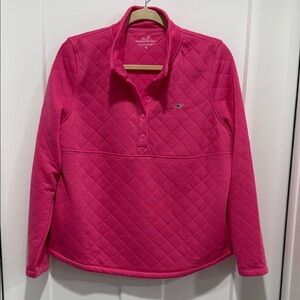 Vineyard Vines Hot Pink Quilted Snap Pullover